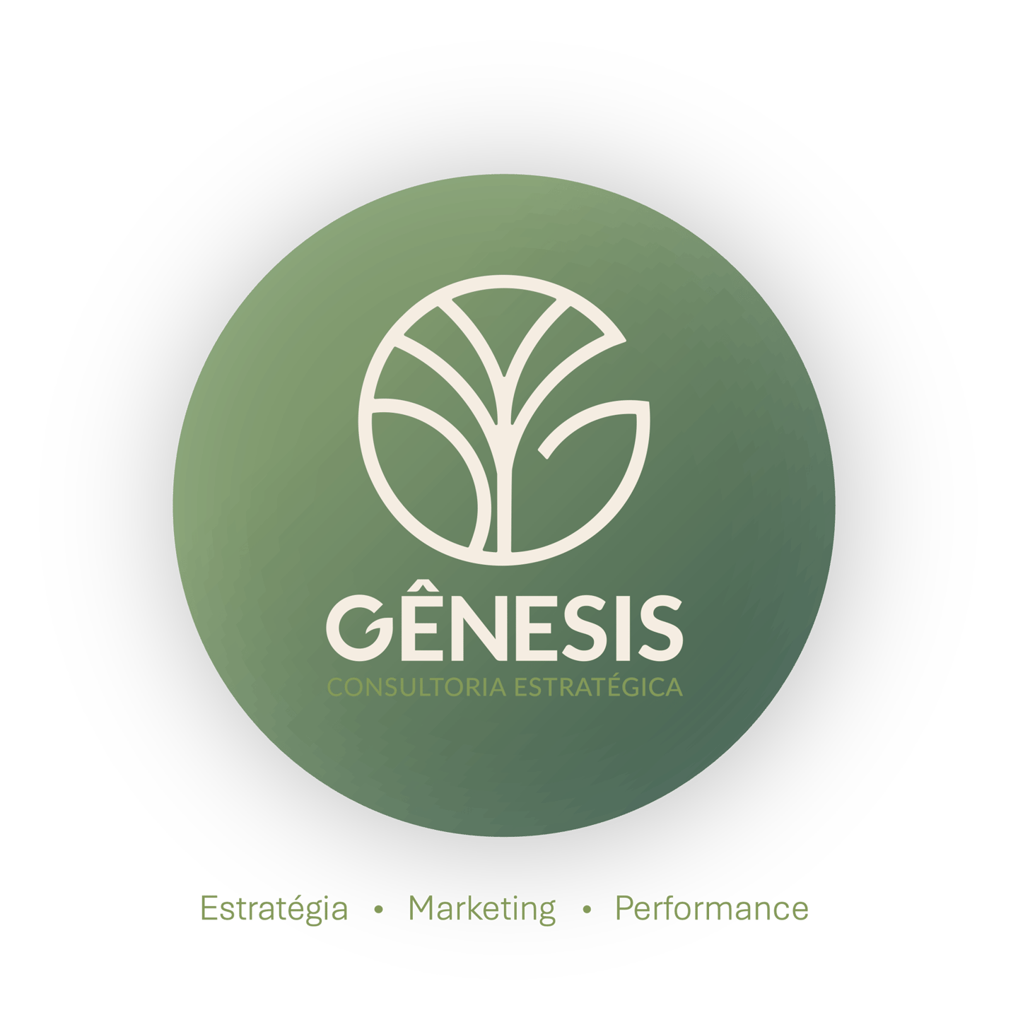 GÊNESIS CONSULTORIA ESTRATÉGICA - LOGO COM 3 PILARES (ESTRATÉGIA, MARKETING E PERFORMANCE)