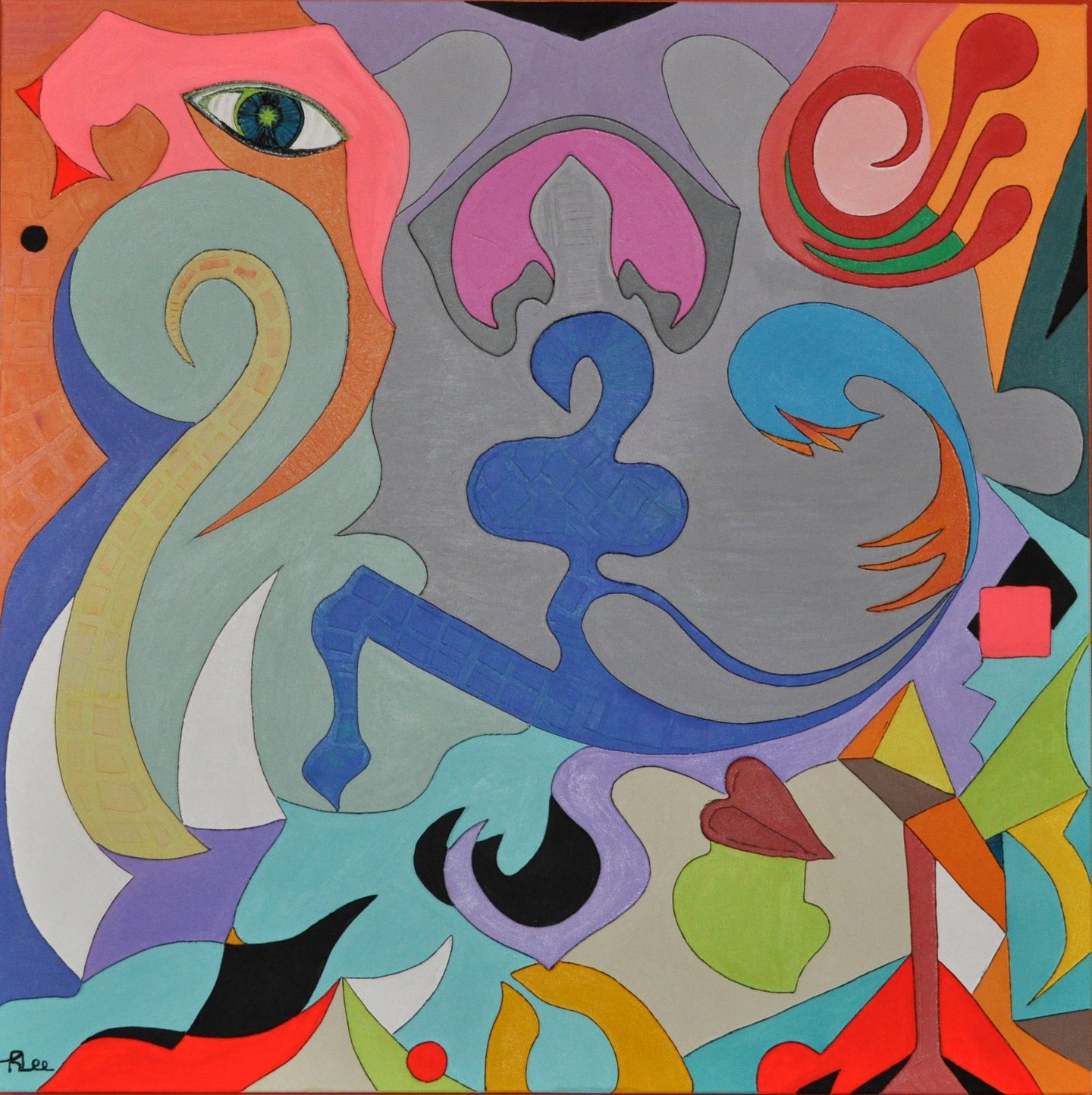 'Catmother' By Kristina Lee, An abstracted painting using shape, colour to convey strength, passion