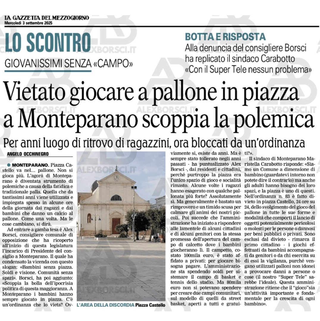 anteprima articolo gazzetta del mezzogiorno alex borsci verso la strada giusta