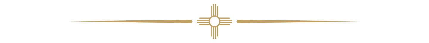 Gold Zia sun symbol divider with elegant horizontal lines on a black background for Southwestern design.