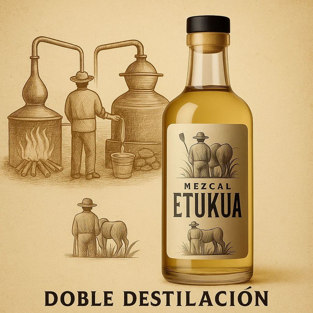 Secuencia que muestra las dos fases de destilación en alambiques tradicionales de cobre.