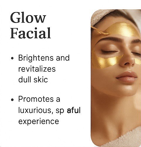 luxury facial treatment with gold mask application at Glam S Beauty.