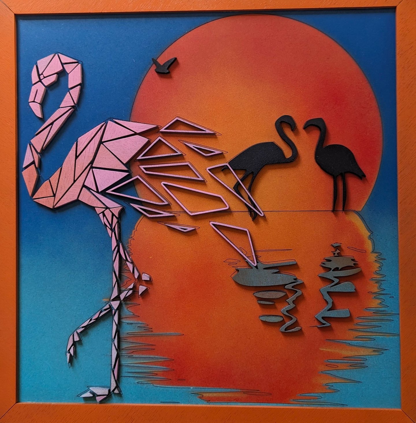 cadre d'un flamant rose