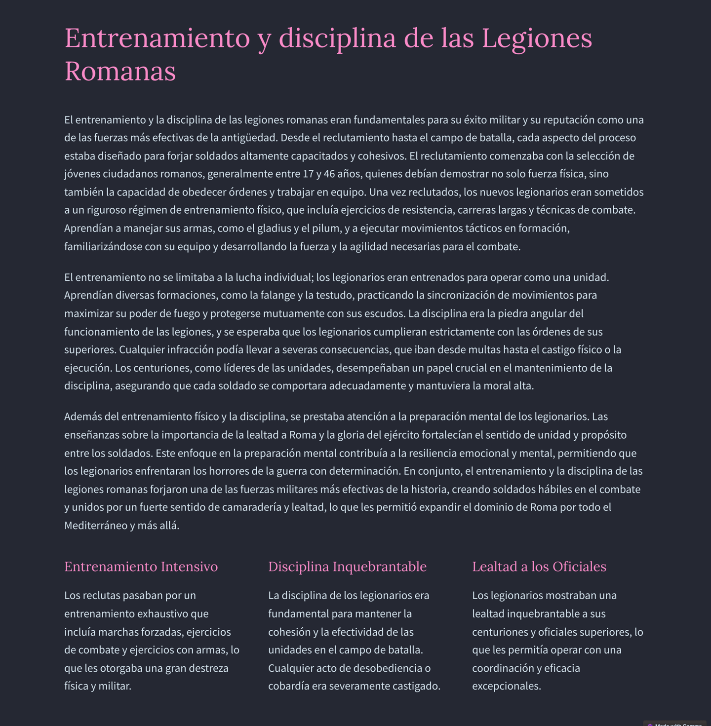 ENTRENAMIENTO DE LAS LEGIONES