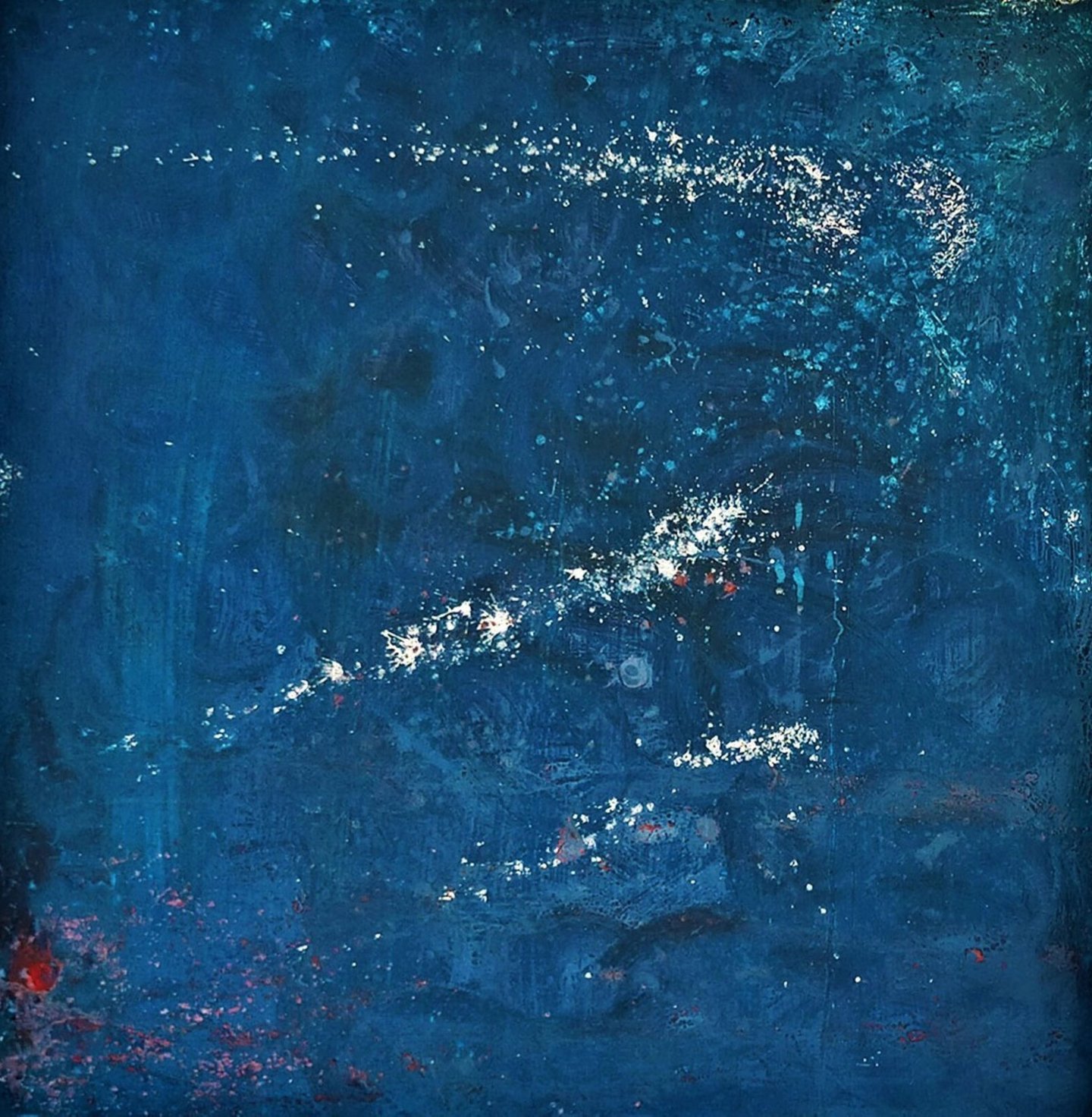 Obra de pintura abstracta de color azul para decorar hogar y coleccionismo