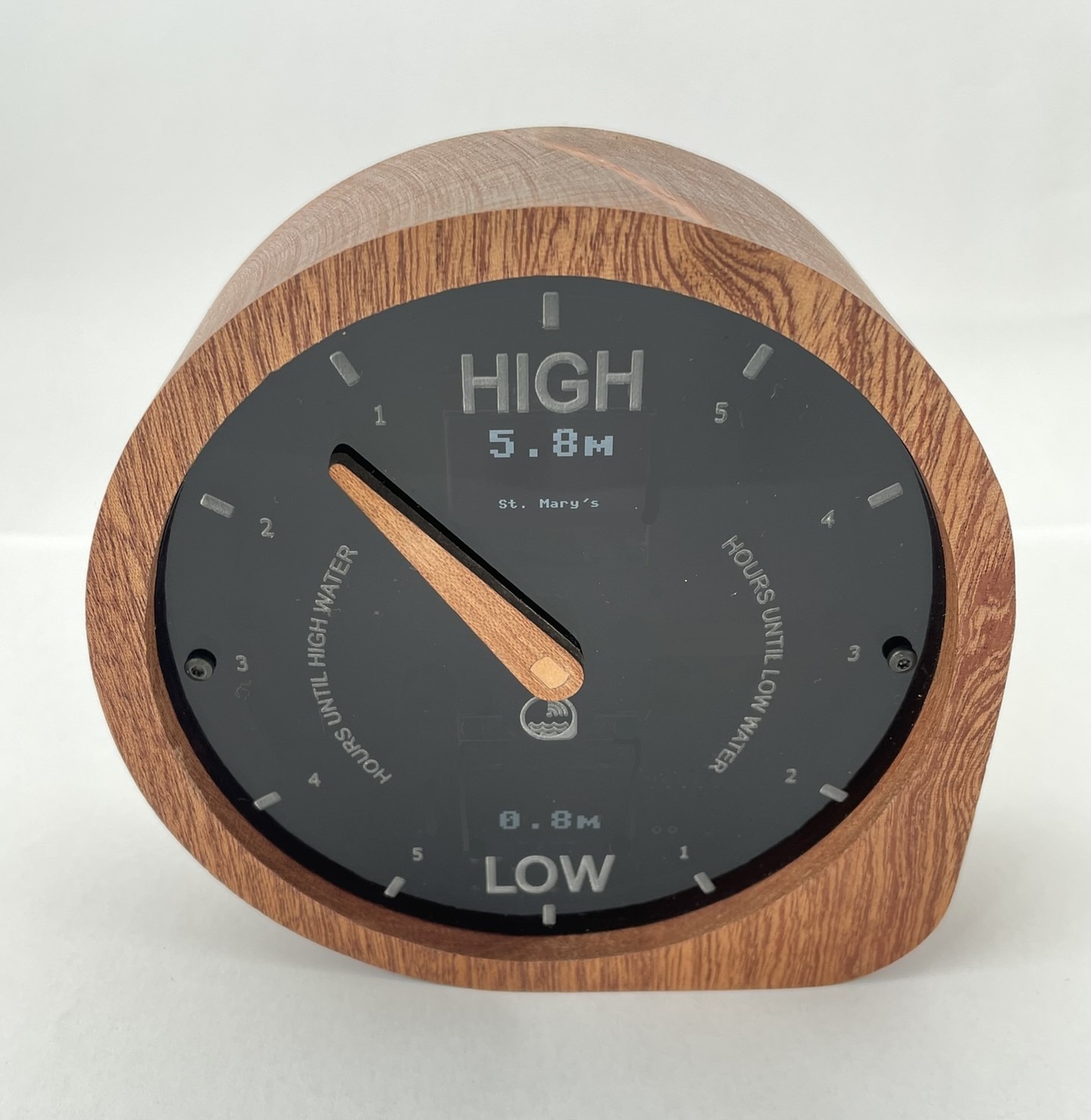 Tide Clock, Smart WiFi connected hardwood analogue clockface with customizable displays
