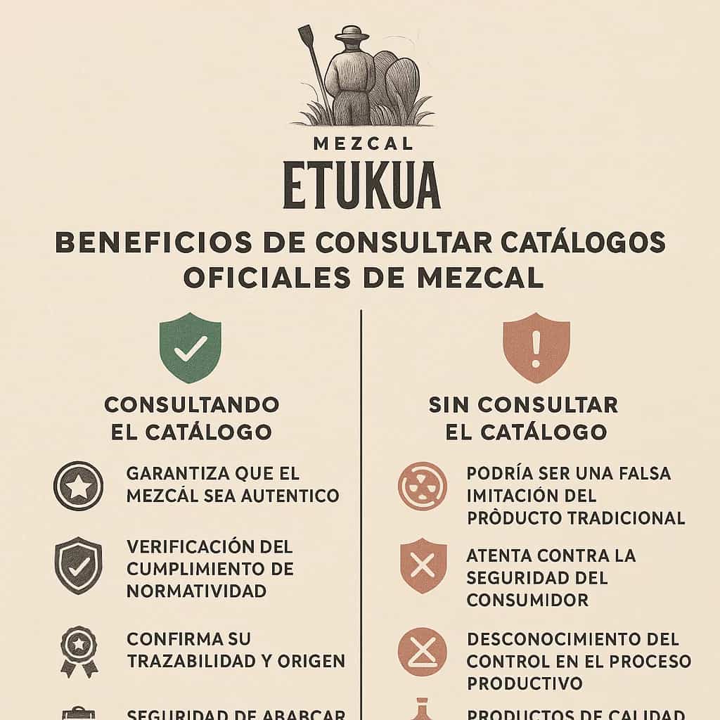 Infografía comparativa de mezcal auténtico versus no verificado