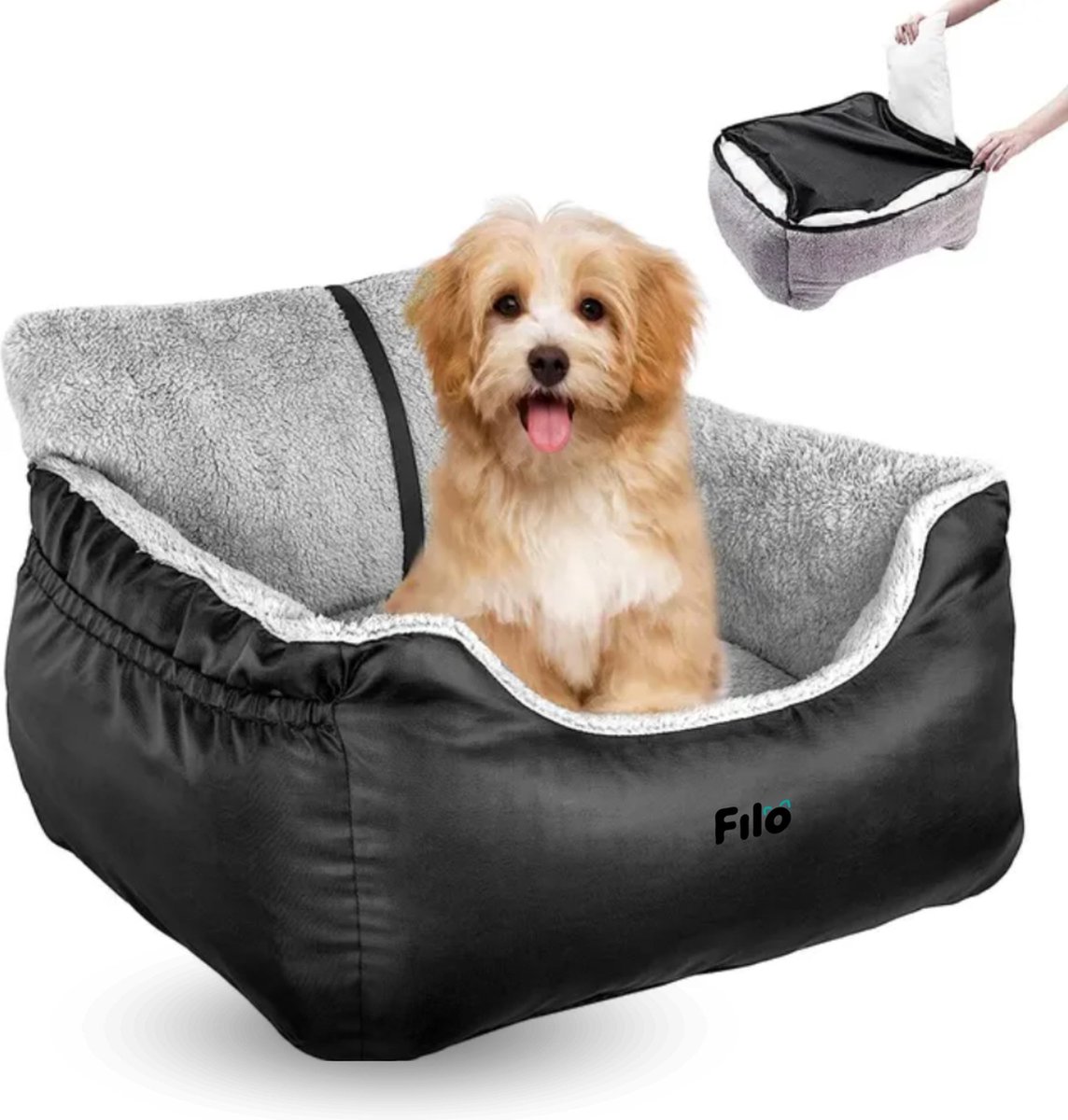 Filo wasbare autostoel voor honden met gordel en zacht kussen voor in de auto