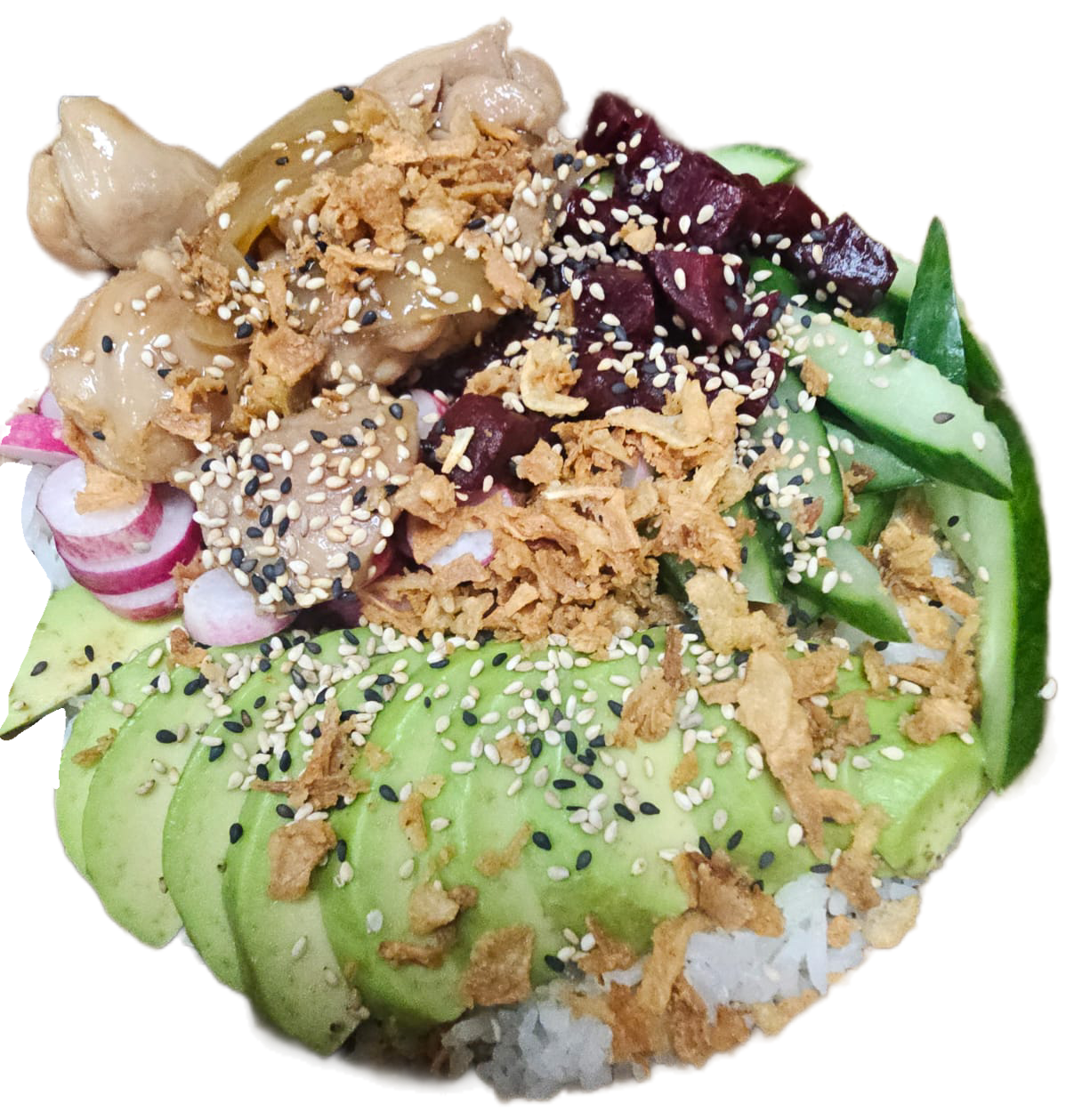 a plate of food with rice and vegetables