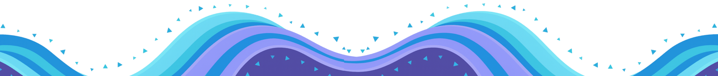 Ondas azules con triángulos que simbolizan fluidez y acompañamiento consultivo.