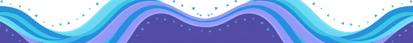 Ondas azules con triángulos que simbolizan fluidez y acompañamiento consultivo.