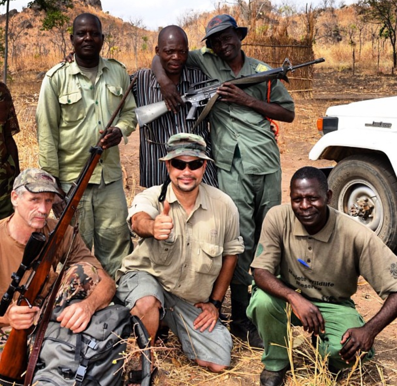 Ian Bartlett The Real Crocodile Hunter with Malawi Government Problem Control Officers 