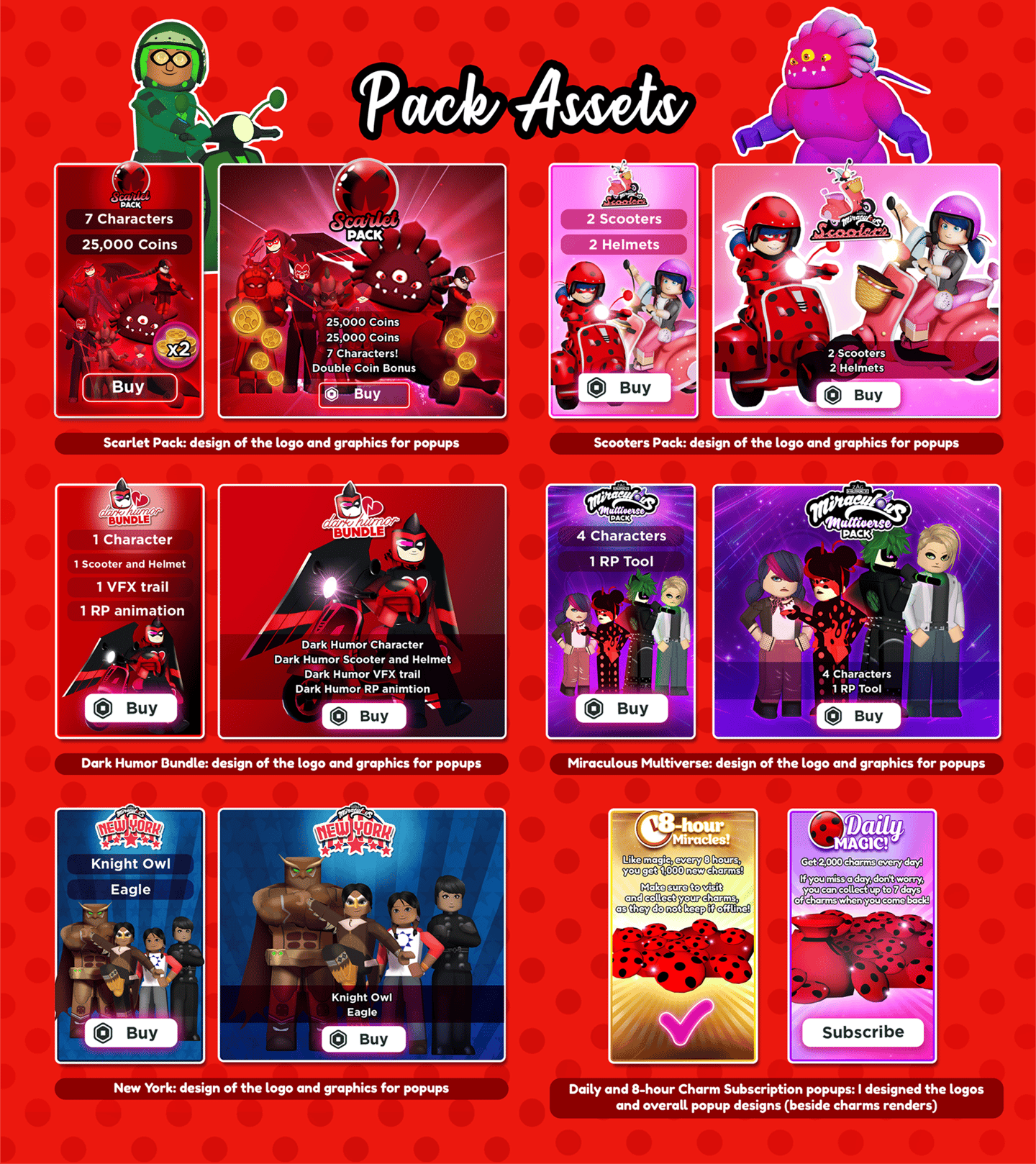 Design of Pack Assets: Logos, icons and popups