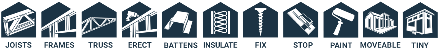 steel frames, insulation, plasterboard, painting homes