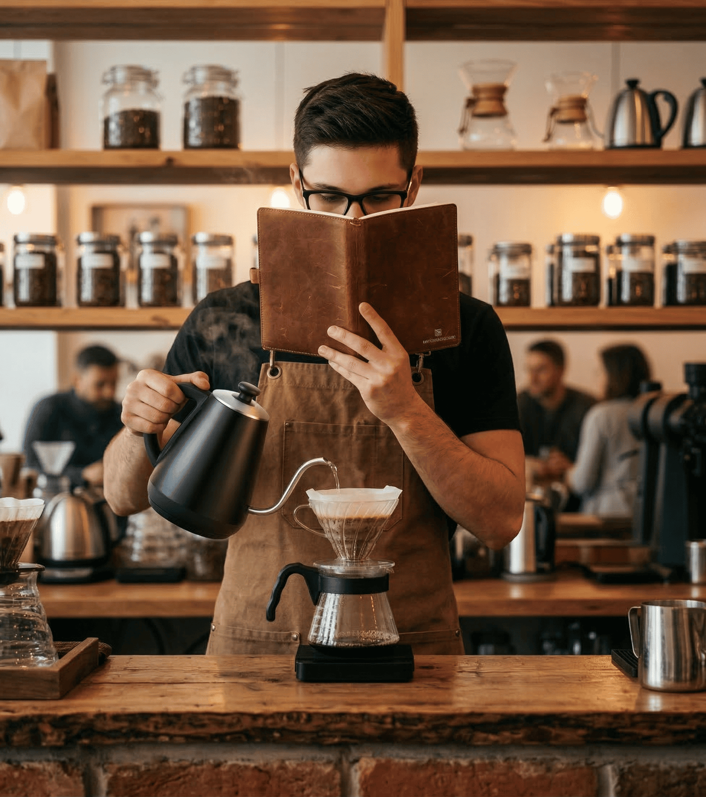 barista de curitiba consultando o guia rapido de como escolher o melhor cafe