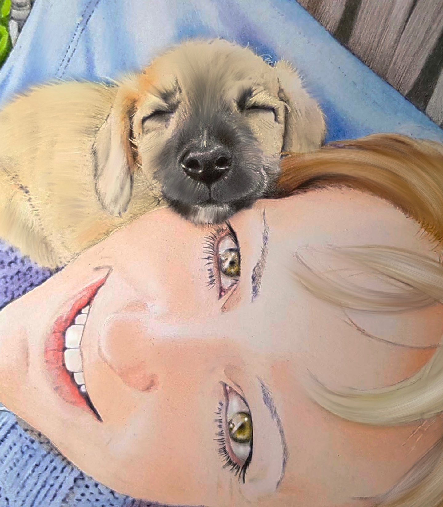 puppy mum mom pencil portrait whippet poodle, pencil art close up