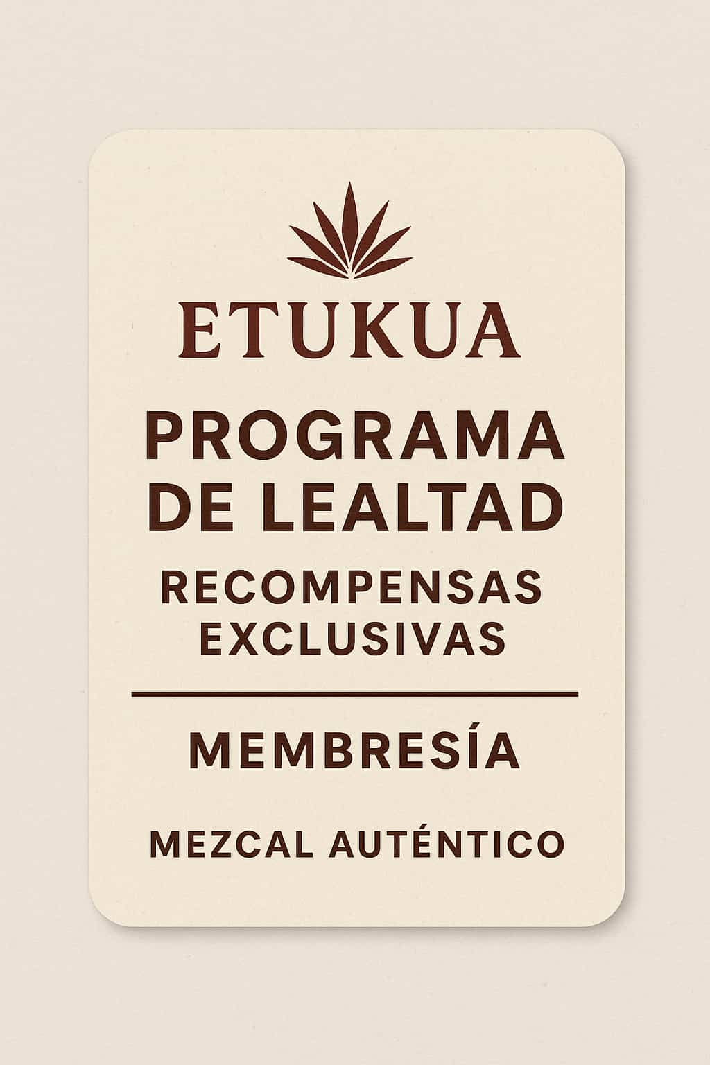 Tarjeta de membresía de programa de lealtad de Etukua con beneficios exclusivos para clientes recurr
