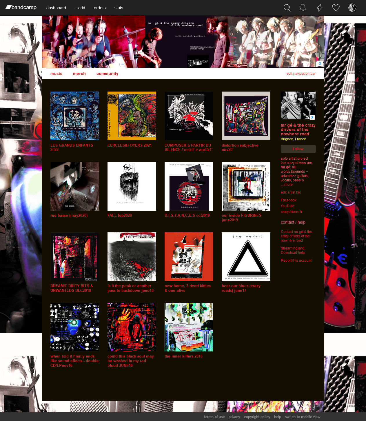 bandcamp.com mrgé crazydrivers mr gé CD musique