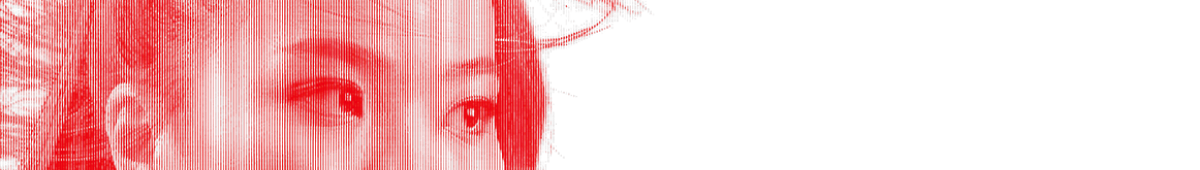 a woman in red and an white background