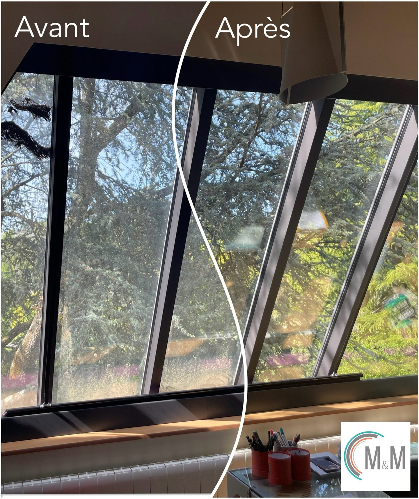 avant - après nettoyage de vitres en hauteur par m&m services pro rouen