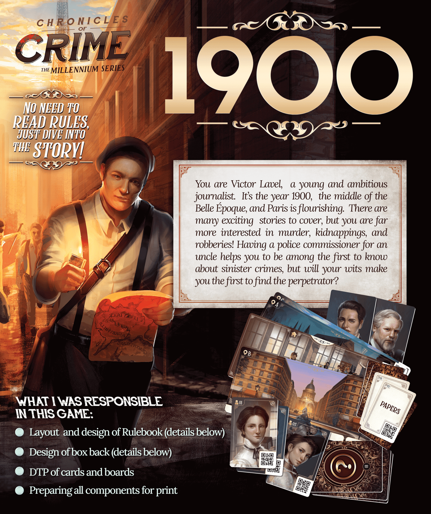 I was responsible to design layout and graphic art of rulebook and physical components