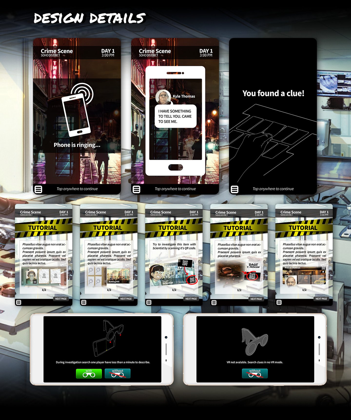 Details of UI Design of the Chronicles of Crime app