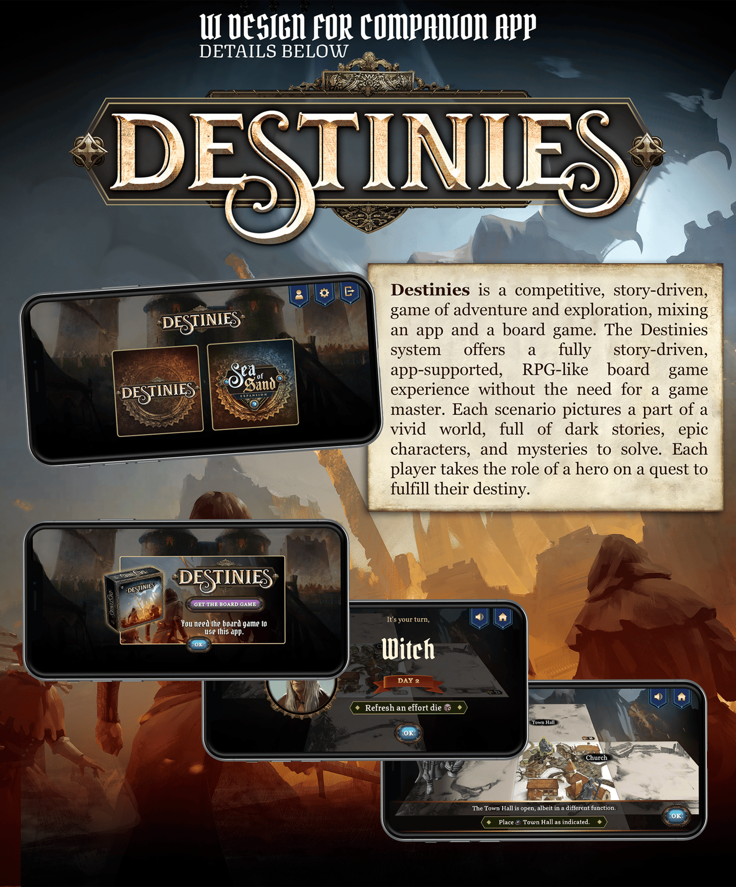 I designed UI of the app for Destinies hybrid game
