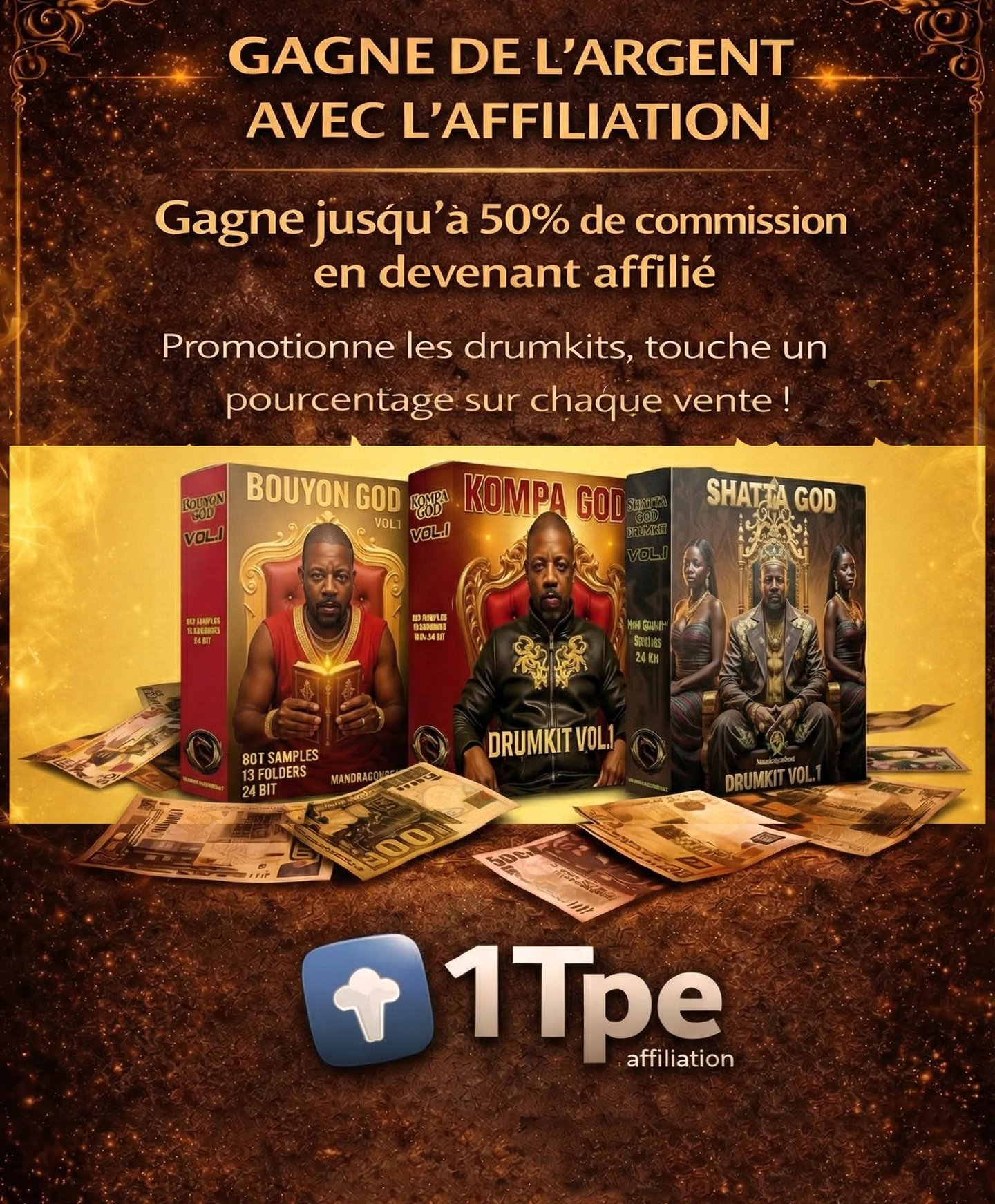 Programme d’affiliation Mandragonbeat pour la promotion de drumkits musicaux.