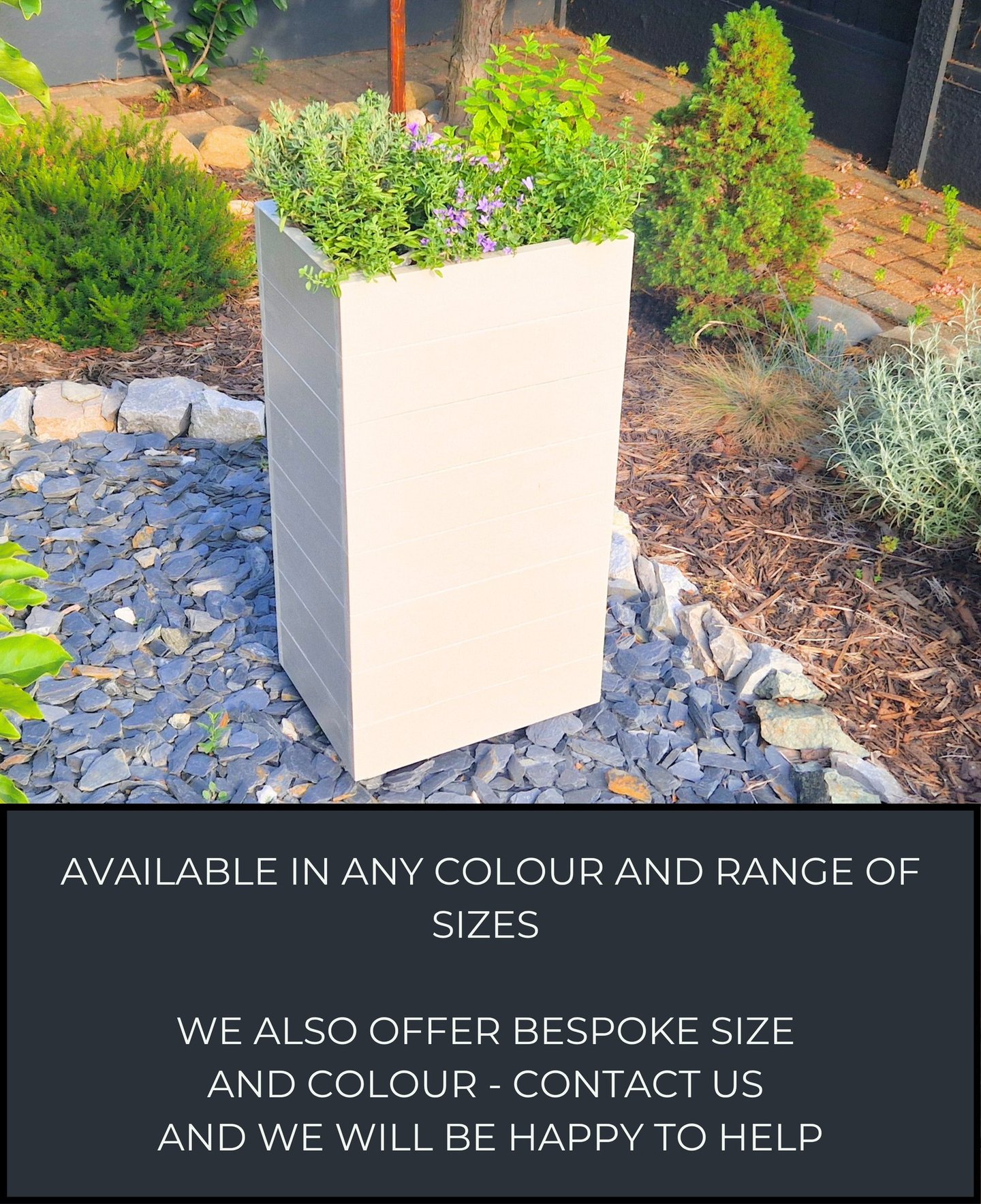 tall narrow flower planter made from quality wood painted in white colour