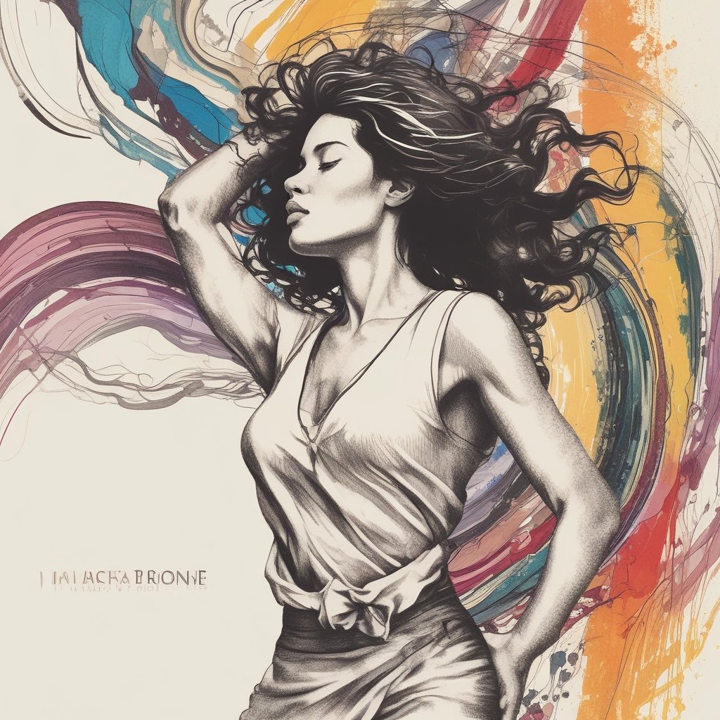 a woman with a long hair and a dress