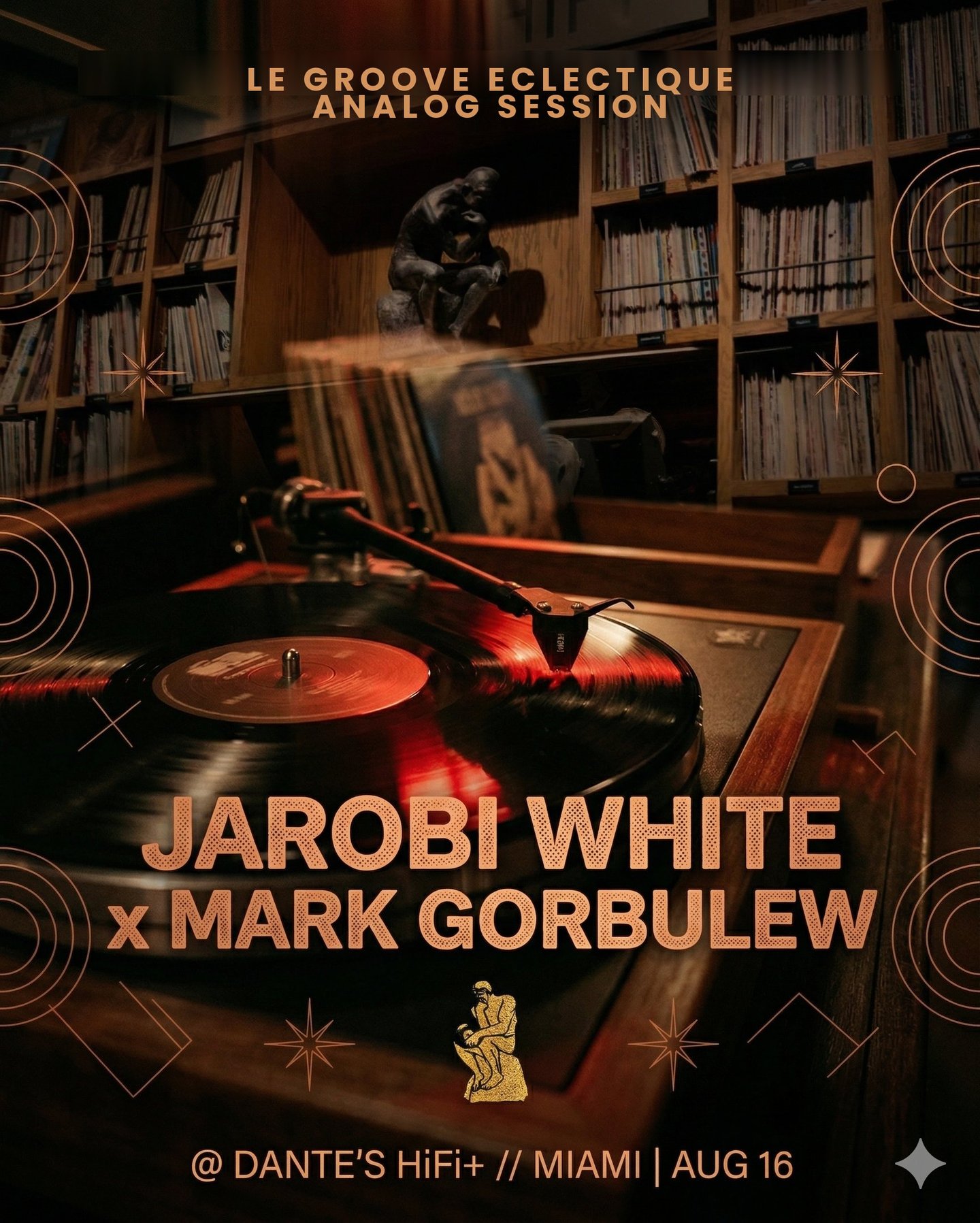 Jarobi White and Mark Gorbulew analog vinyl session at Dante's HiFi Miami August 16 2026