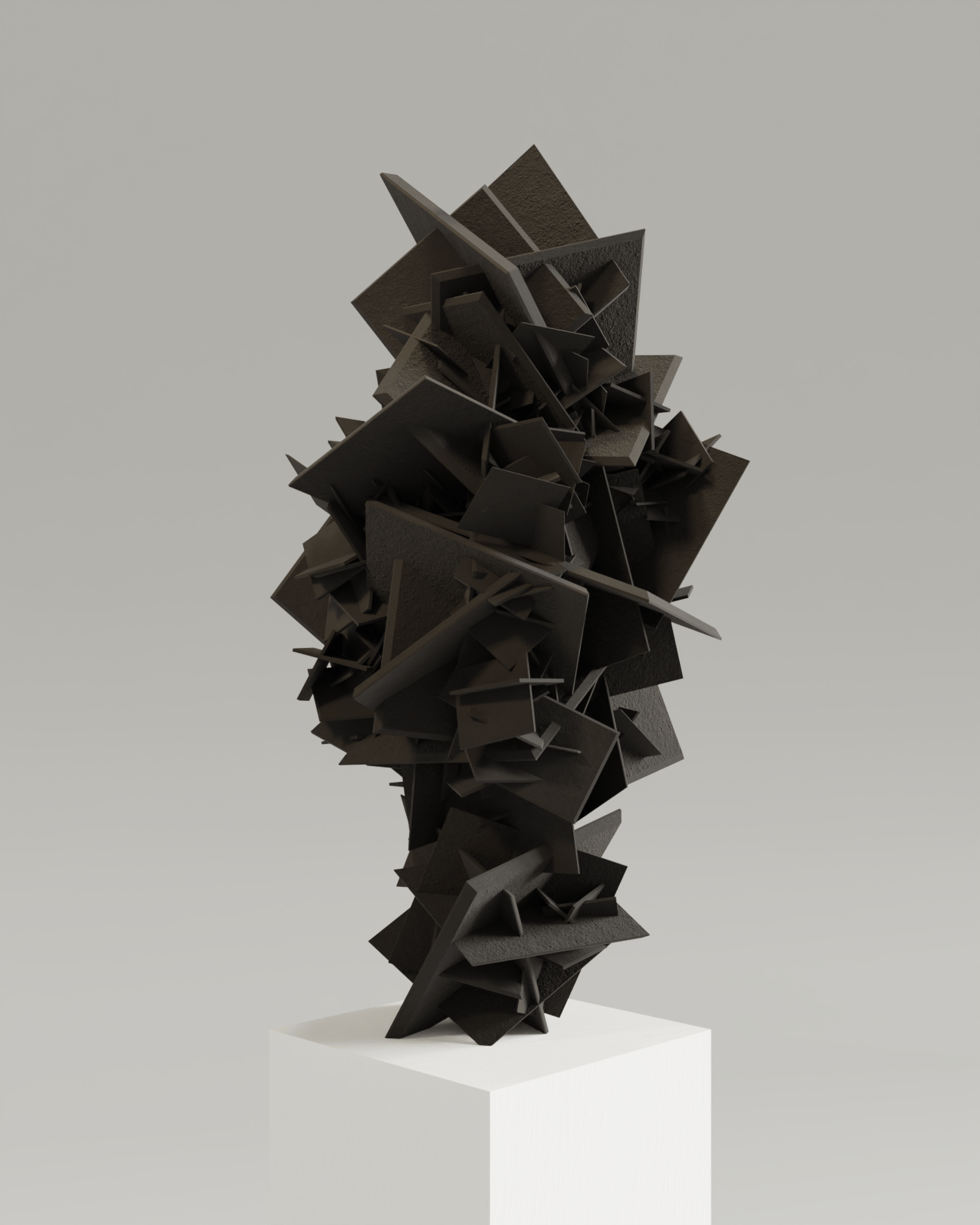 Wulfenite sculpture on pedestal by Stanislas Garaud 