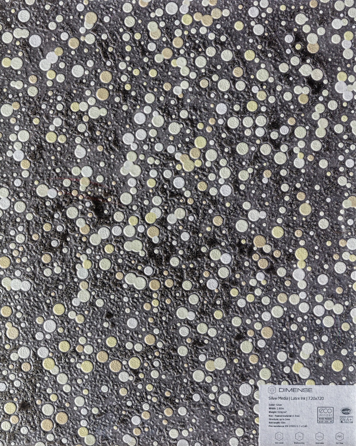 Close-up of Magic Rain texture on Dimense Media Silver
