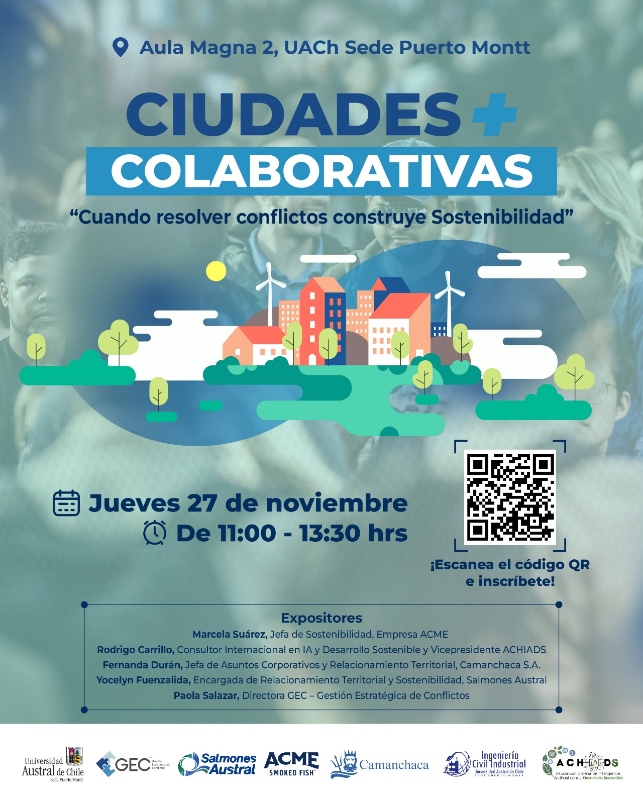 Afiche de evento Ciudades + Colaborativas donde participará Rodrigo Carrillo