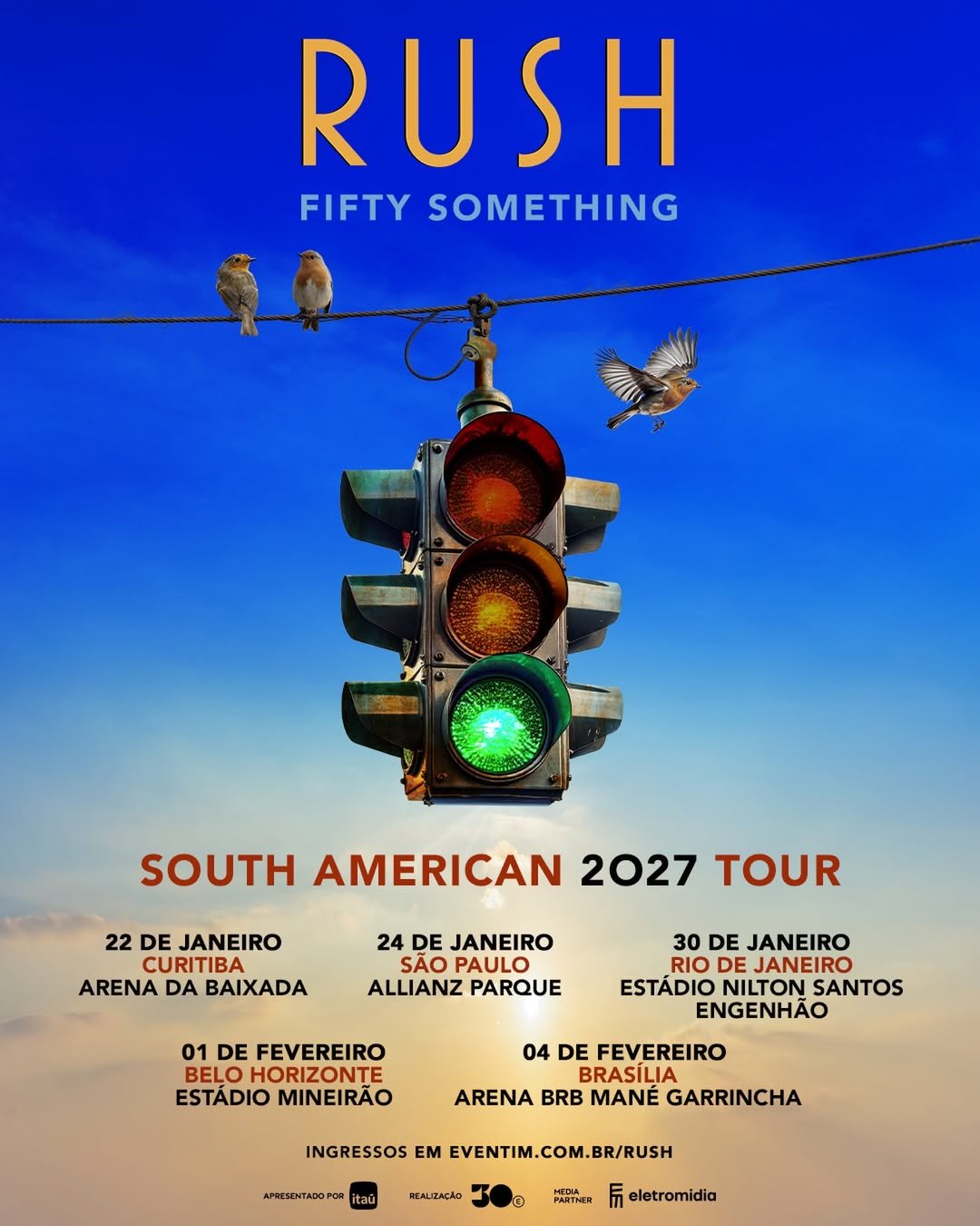 Rush anuncia datas da turnê Fifty Something em 2027 pela América do Sul