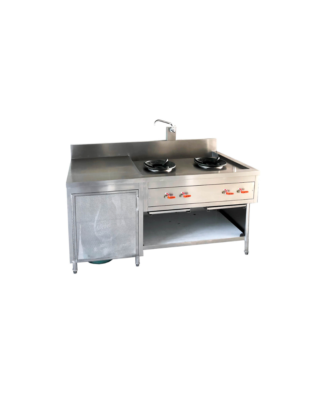 Thai Stove Cabinet 2 Burners with Gas Tank ตู้เตาไทย 2 หัว พร้อมถังแก๊ส ชั้นวางของด้านล่าง