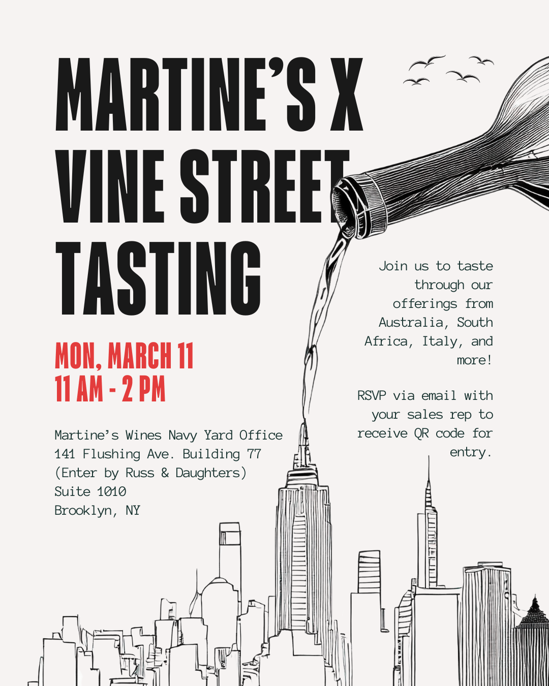 A picture of a wine tasting poster for importer clients in New York