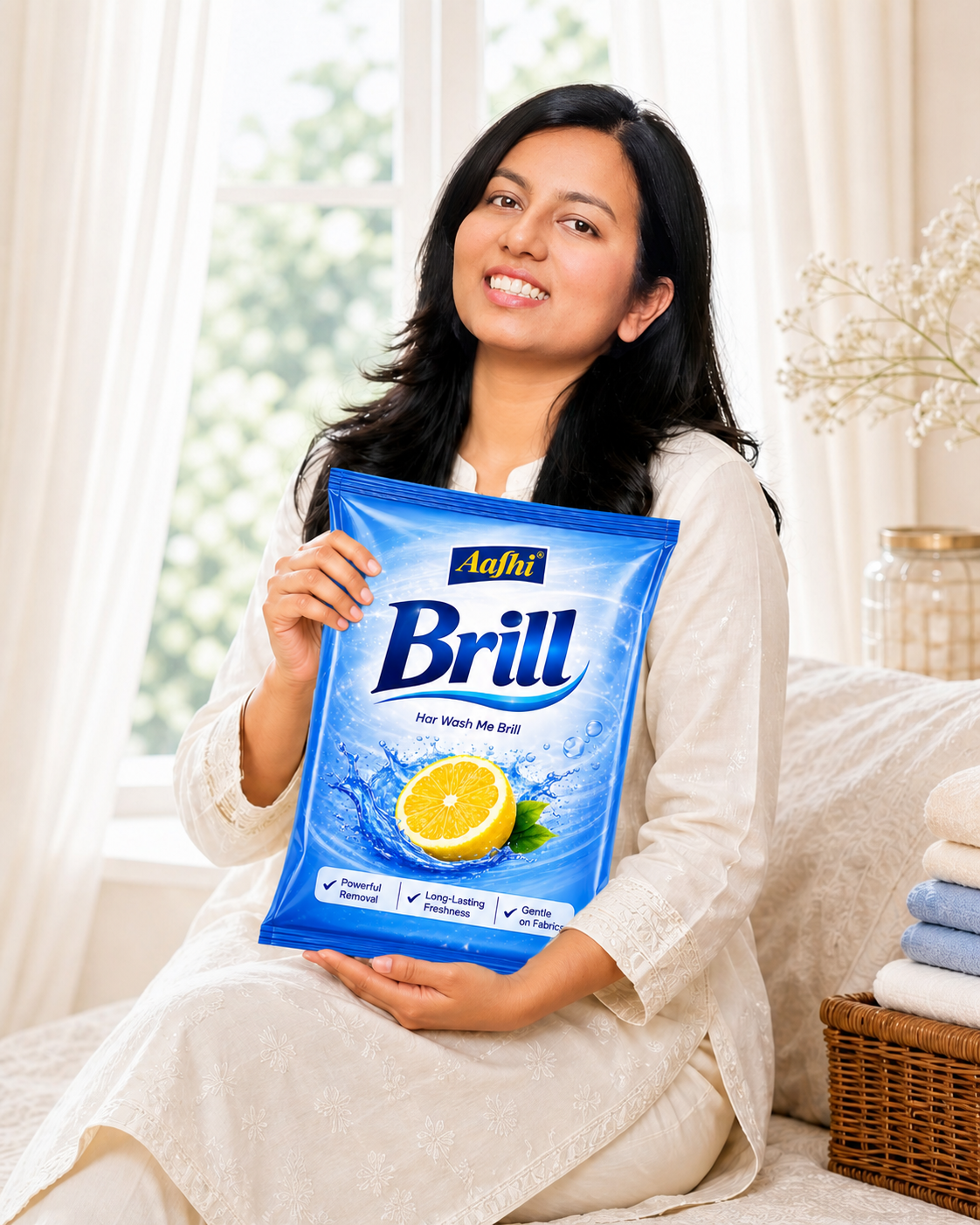 Brill detergent powder for powerful stain removal and everyday laundry