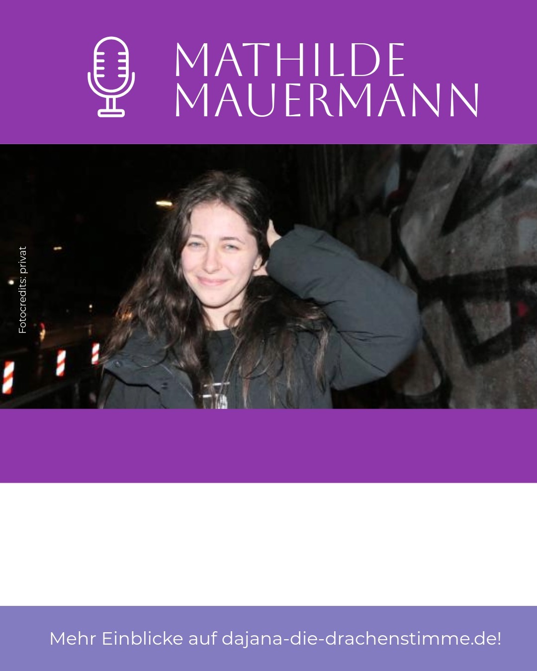 Der Hörspiel-Cast von Autor Luca Snow - "Existence": Sprecherin Mathilde Mauermann