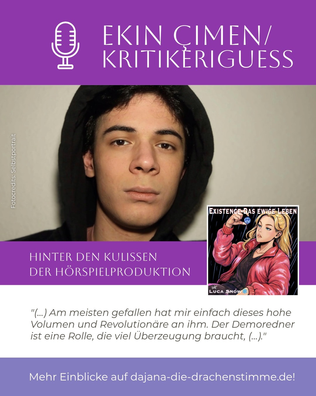 Der Hörspiel-Cast von Autor Luca Snow - "Existence": Sprecher Ekin Çimen / Kritikeriguess