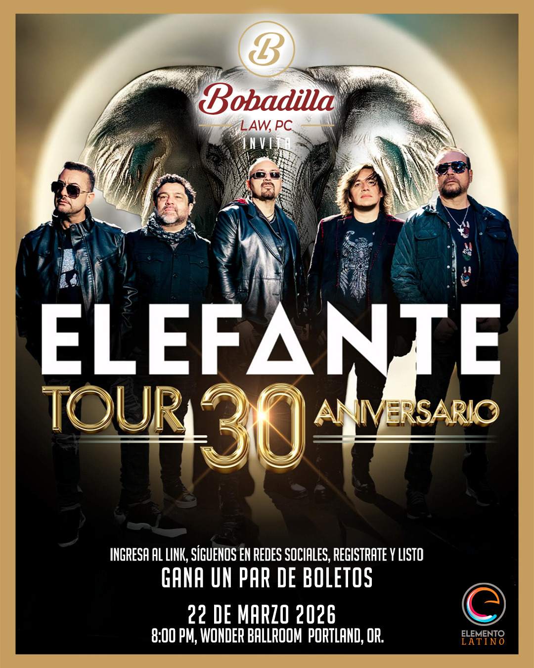 BOLETOS PARA ELEFANTE TOUR 30 ANIVERSARIO