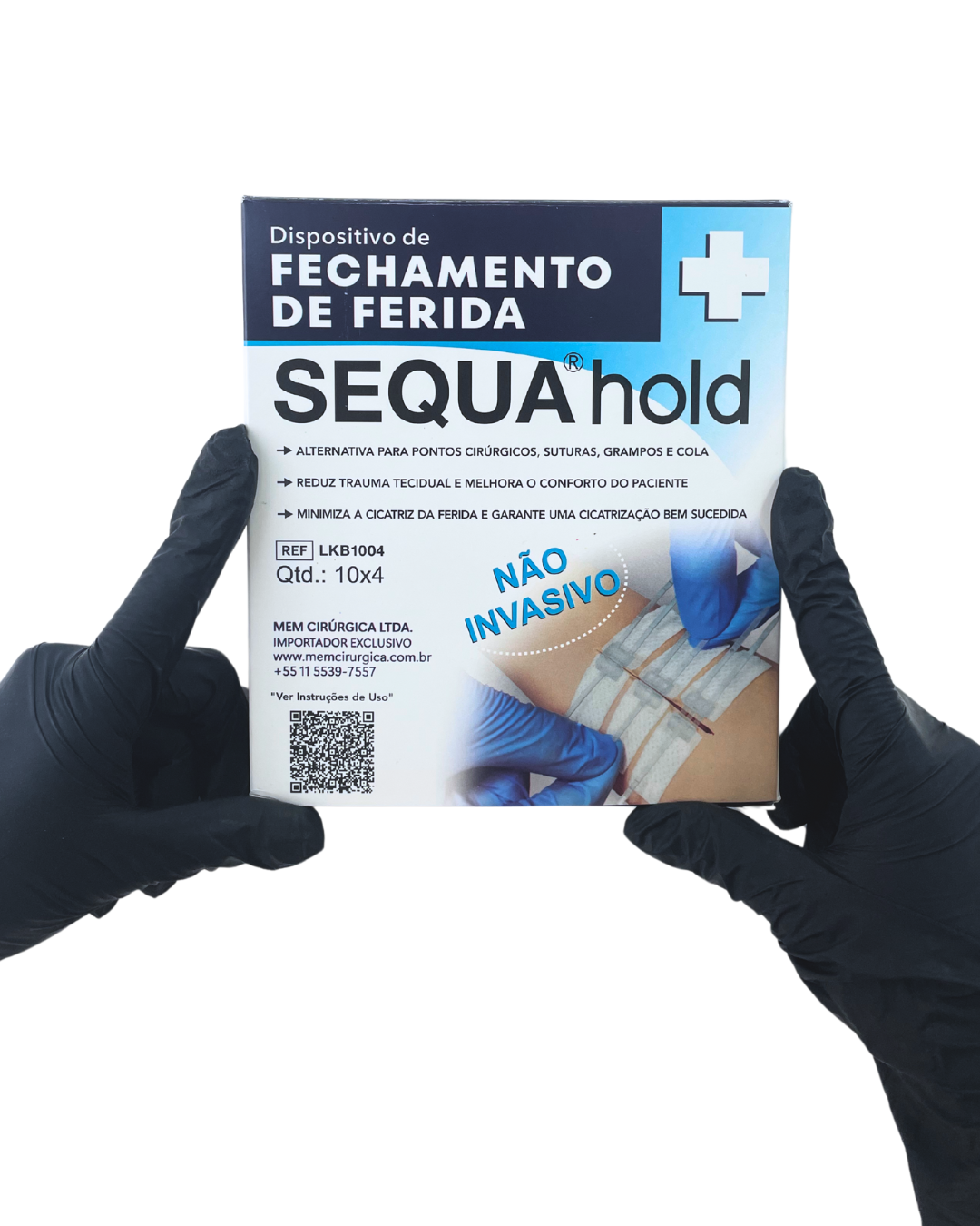 Caixa do Sequa Hold , dispositivo de fechamento de feridas e incisões não invasivo, ponto falso