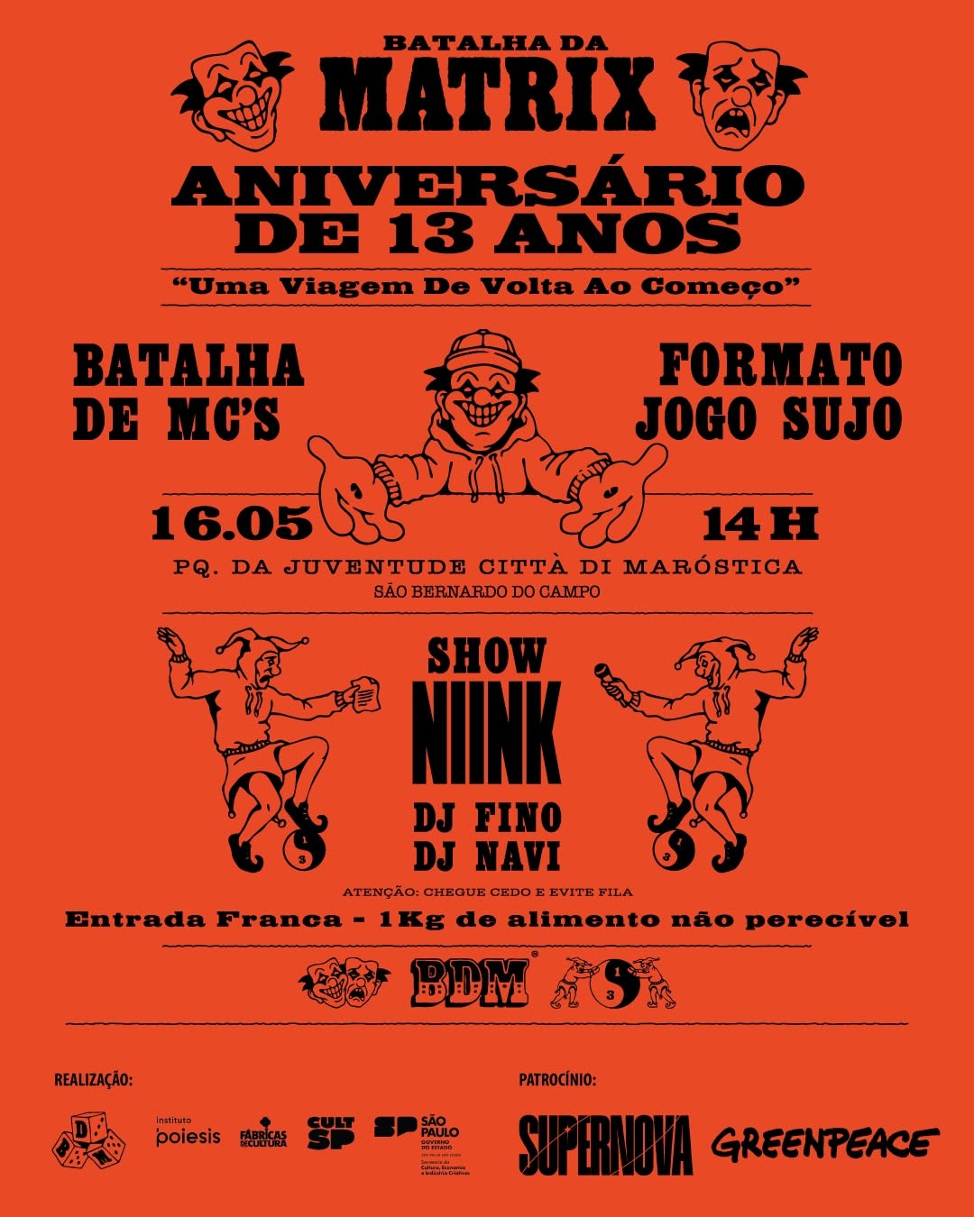 cartaz da Batalha da Matrix 13 anos em São Bernardo do Campo