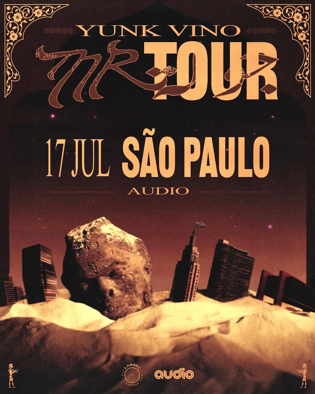 Cartaz oficial da MR Tour de Yunk Vino com datas da turnê e estreia em São Paulo