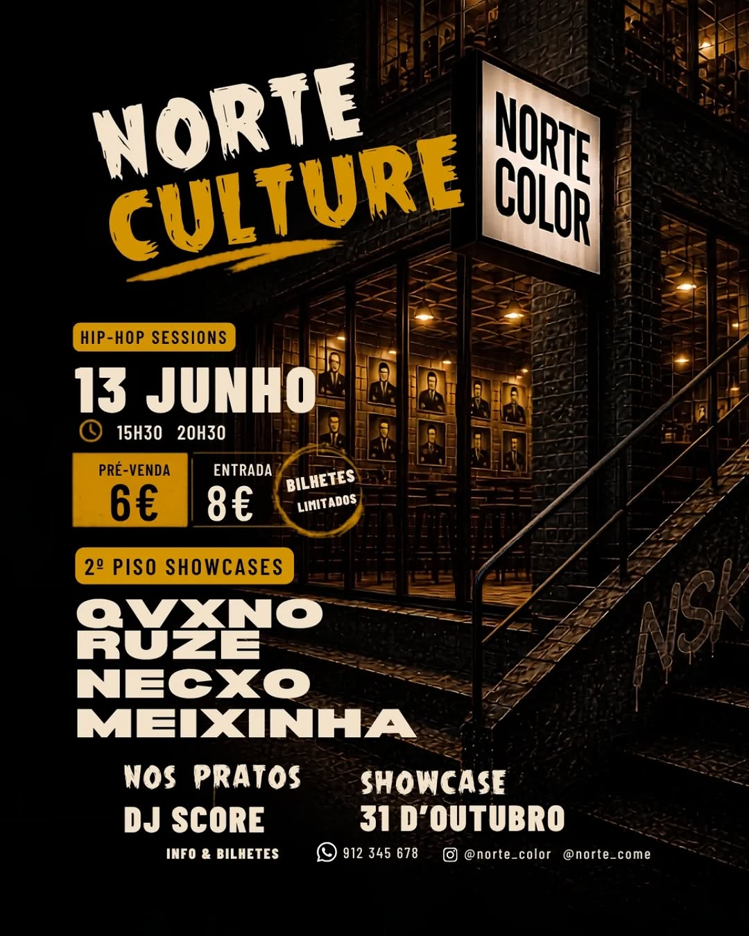 Evento Norte Culture Hip Hop Sessions com artistas da cena urbana do Porto