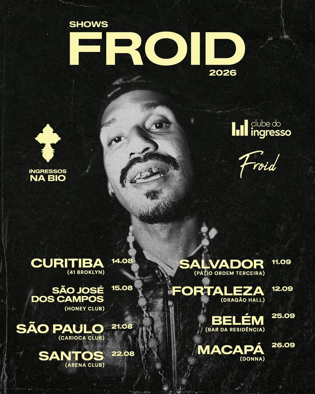 Froid anuncia turnê nacional de 2026 com shows em diversas cidades brasileiras