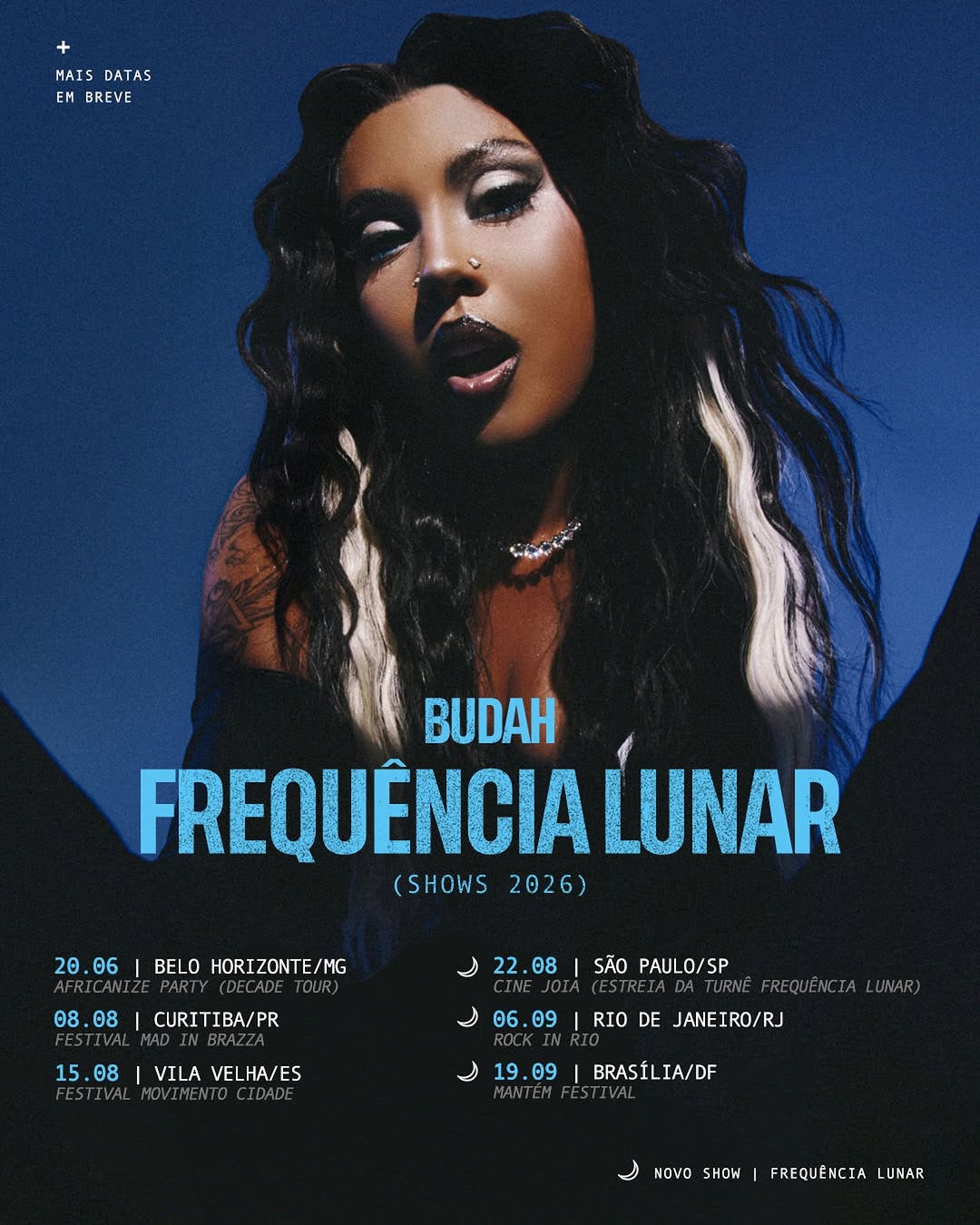 Budah divulga cartaz oficial da Frequência Lunar Tour 2026 com datas de shows pelo Brasil