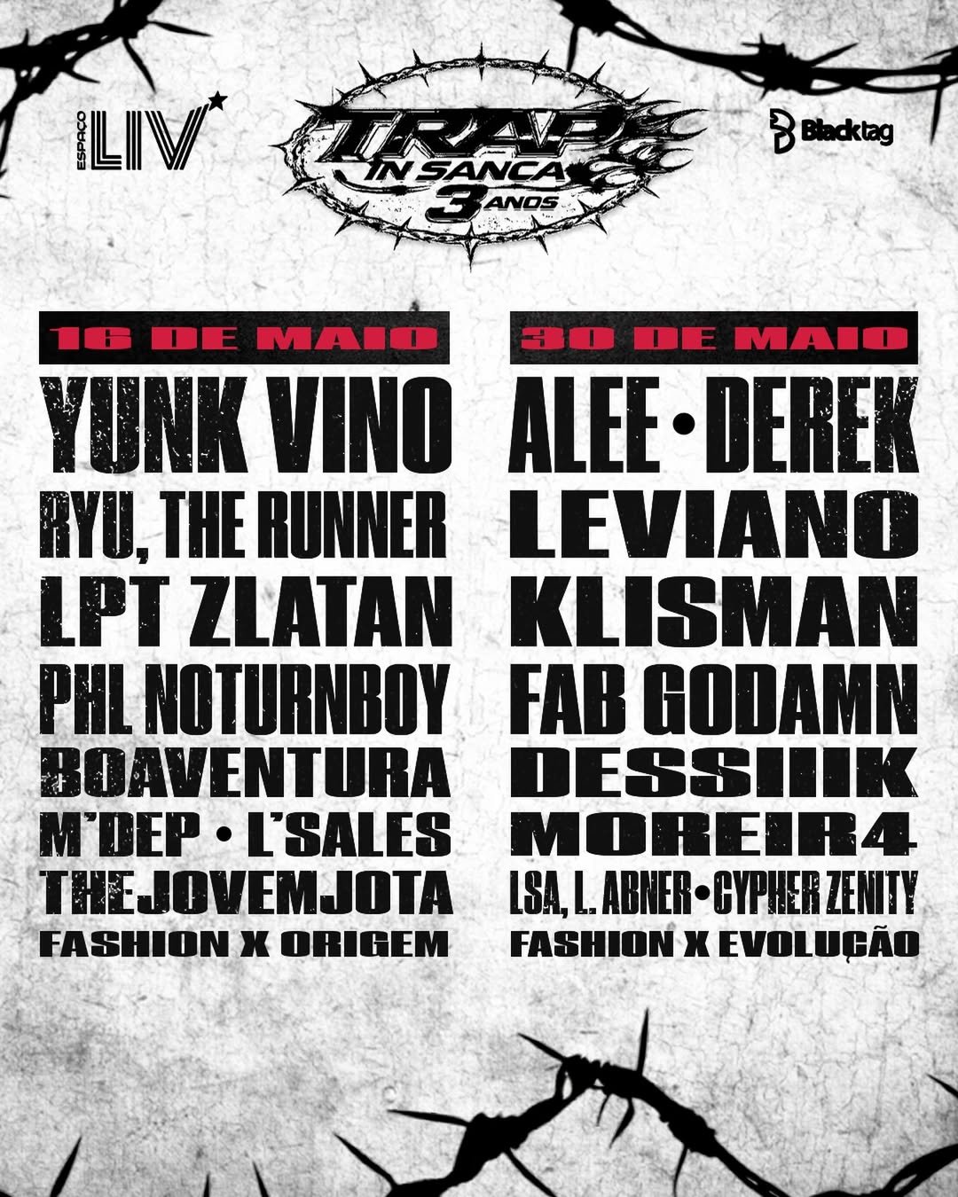Line-up do evento Trap in Sanca 3 anos em São Carlos