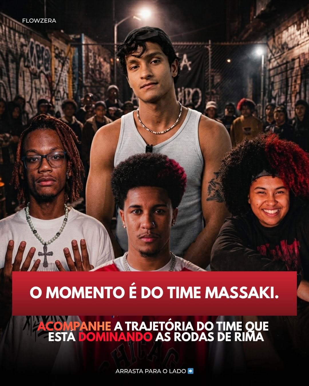 Victor Massaki e Time de Rima QIX reunindo MCs da cena freestyle