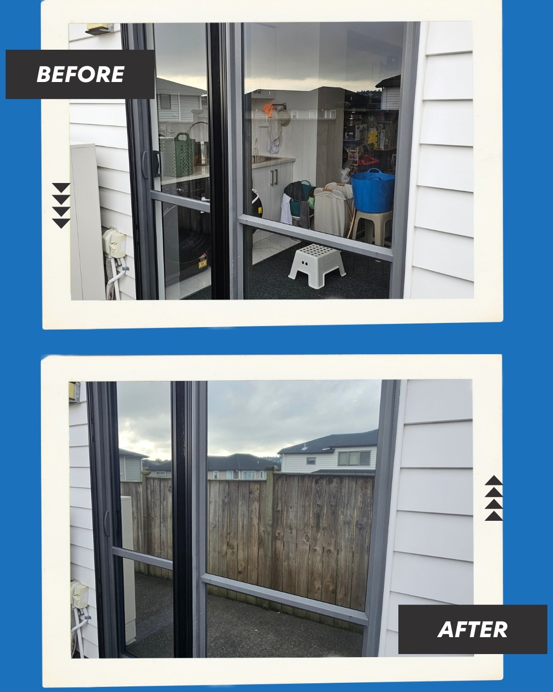 Privacy reflective window film before and after image